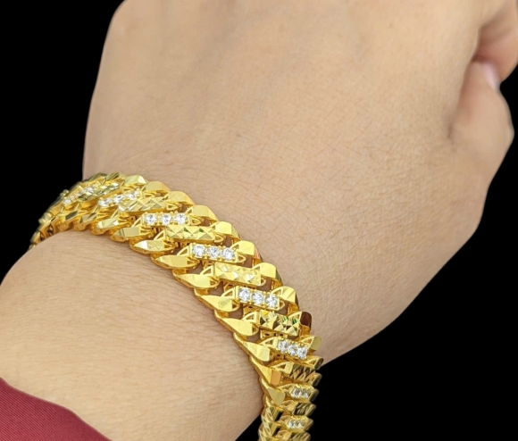 Lắc Tay Khoen Lật Chéo Hột Trắng