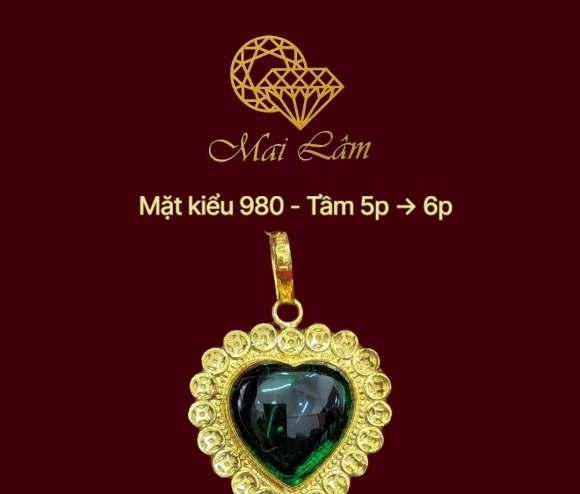 Mặt Kiểu Trái Tim Hột Xanh Lá