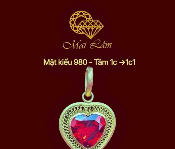 Mặt Kiểu Trái Tim Hột Xanh Đỏ