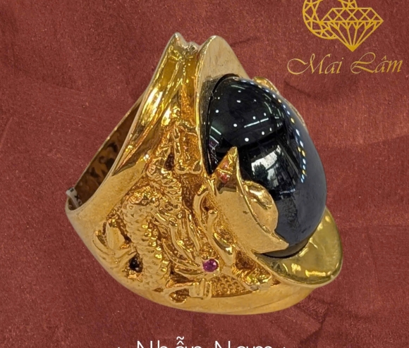Nhẫn Nam Con Rồng Hột Đen 
