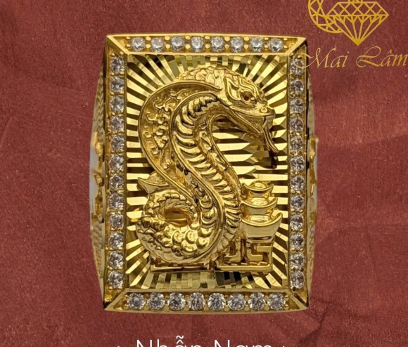 Nhẫn Nam Vuông Con Rắn