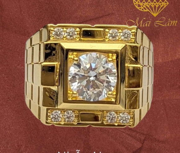 Nhẫn Nam Vuông 1 Hột Trắng