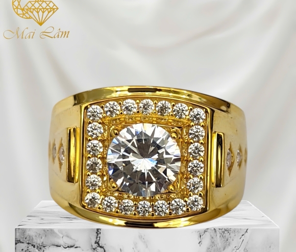 Nhẫn Nam Vuông 1 Hột 