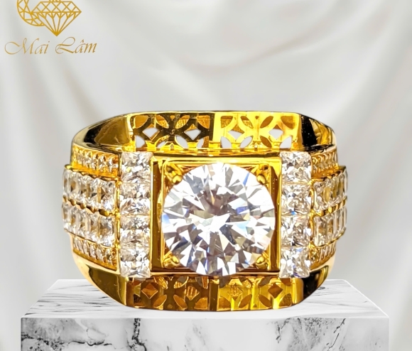 Nhẫn Nam 1 Hột Đai Baget, Đồng Tiền 