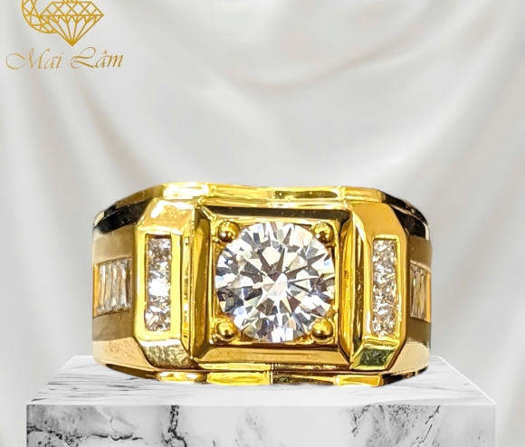 Nhẫn Nam 1 Hột Đai Baget - 2 