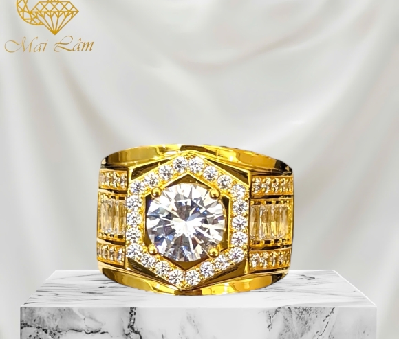 Nhẫn Nam 1 Hột Thoi Tấm 