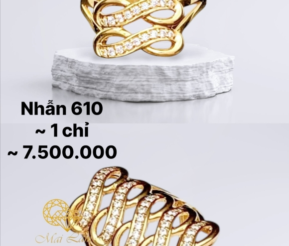 Nhẫn Dài 5 Hàng Liên Tiếp 