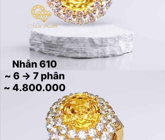 Nhẫn Chùm Hột Hoa Hồng Vàng