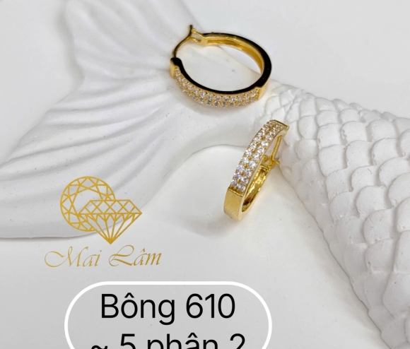 Bông Khoen 2 Hàng Hột Tấm