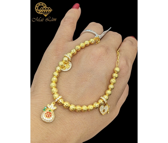 Lắc Tay Bi TT Túi Tiền Charm Hột Trắng