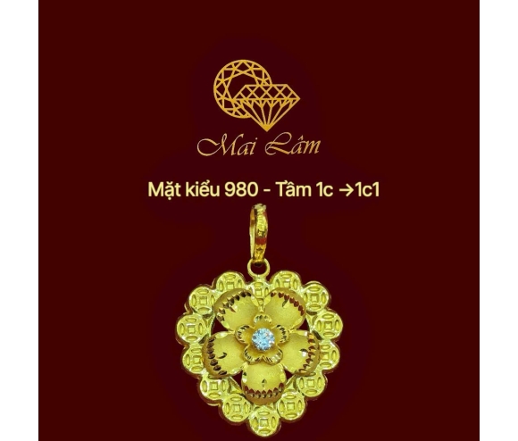 Mặt Kiểu Trái Tim Hột Trắng Đồng Tiền  1C 