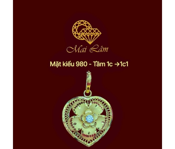 Mặt Kiểu Trái Tim Hột Trắng Lượn  1C 