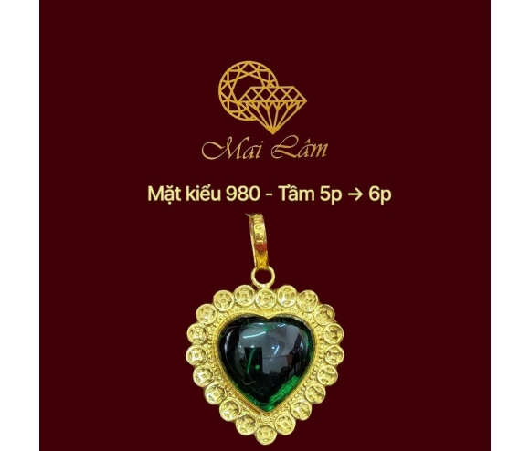 Mặt Kiểu Trái Tim Hột Xanh Lá