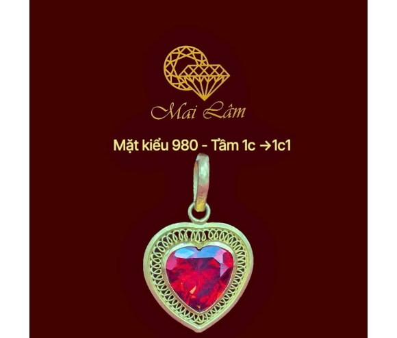 Mặt Kiểu Trái Tim Hột Xanh Đỏ