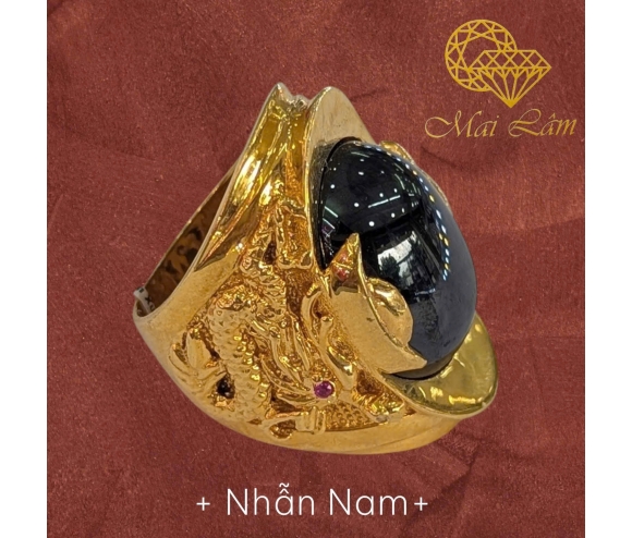 Nhẫn Nam Con Rồng Hột Đen 