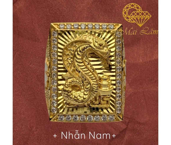 Nhẫn Nam Vuông Con Rắn