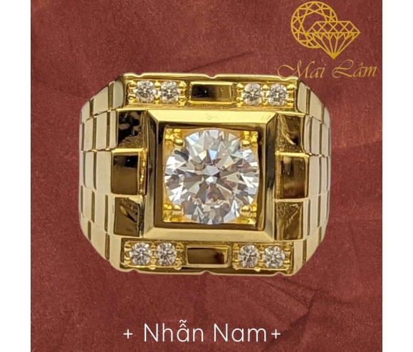 Nhẫn Nam Vuông 1 Hột Trắng