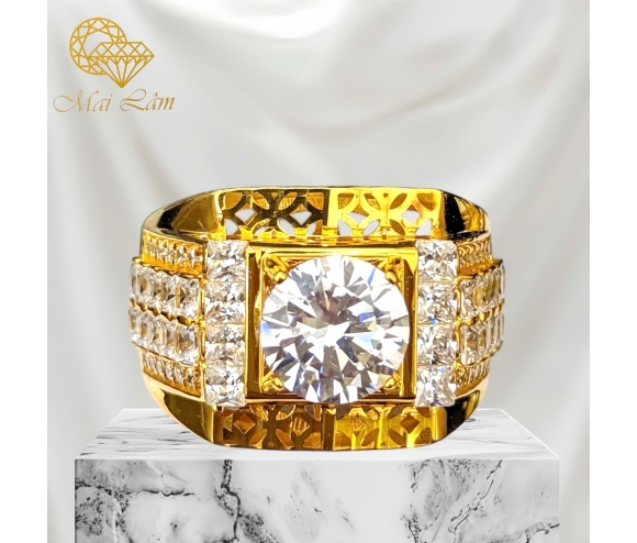 Nhẫn Nam 1 Hột Đai Baget, Đồng Tiền 