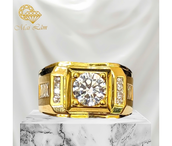 Nhẫn Nam 1 Hột Đai Baget - 2 