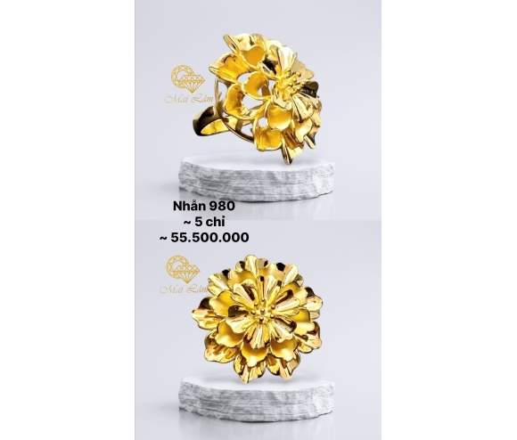 Nhẫn 980 -  Chùm Hoa Mai Cánh Tầng