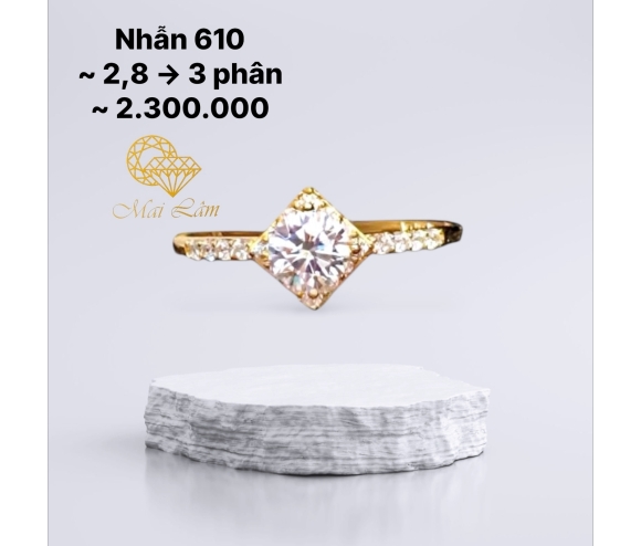 Nhẫn Hột Cao Hình Thoi