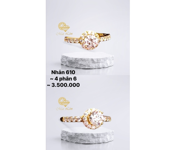 Nhẫn Hột Cao Tròn Tấm 