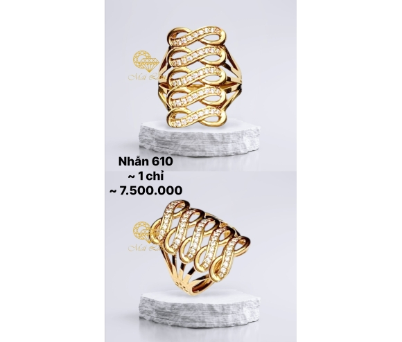 Nhẫn Dài 5 Hàng Liên Tiếp 