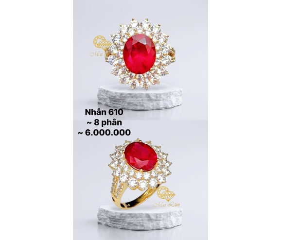 Nhẫn Hột Cao Hoa Hột Đỏ 