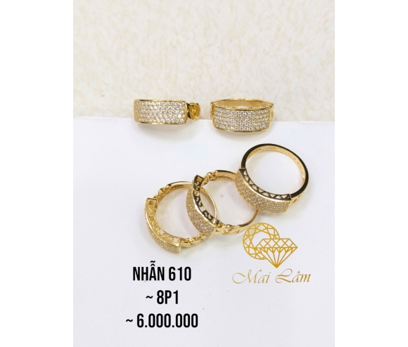 Nhẫn Nữ 5 Hàng Ngang Hột Tấm 