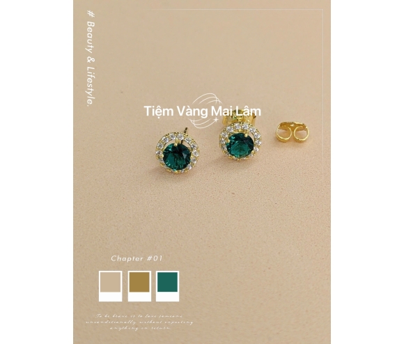 Bông Tai Đính Đá Màu Xanh Lục